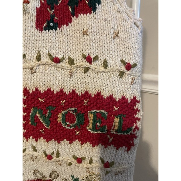 Vintage Ugly Christmas Vest Sm Petite Sleeveless Embellishment Knit Kim Rogers - Picture 4 of 8